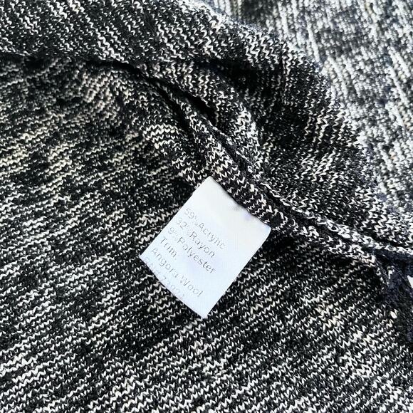 Ming Wang Black Jacquard Knit Fur Collar Velvet Trim Cardigan Jacket Size Large - Picture 7 of 9